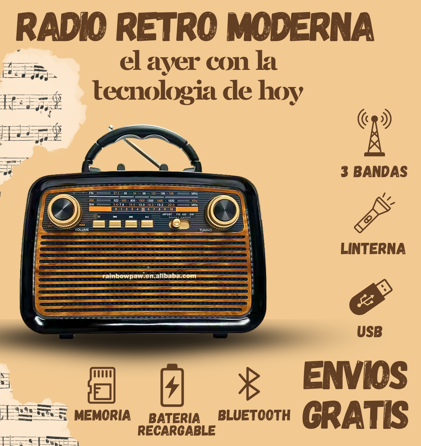 RADIO RETRO/ AM, FM, SW.